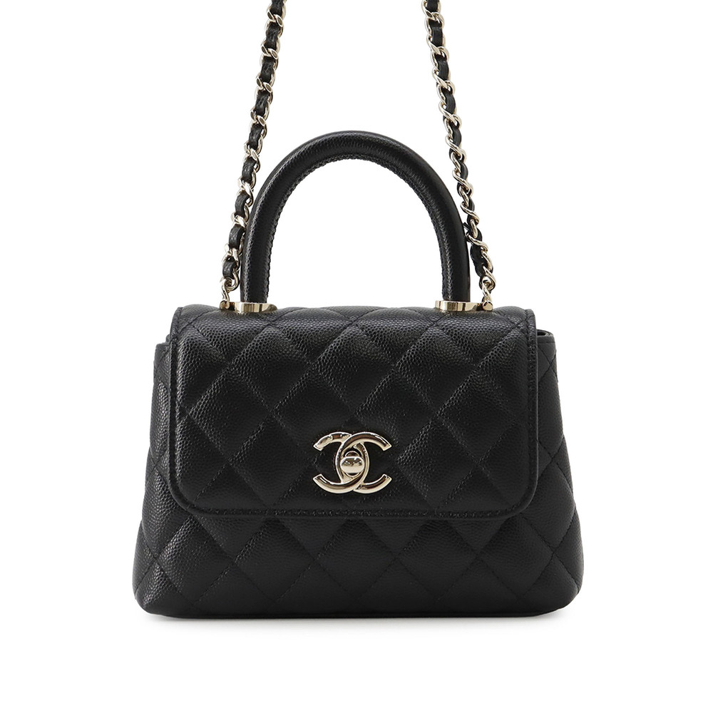 Pre-Loved Chanel Extra Mini Quilted Caviar Coco Top Handle Bag